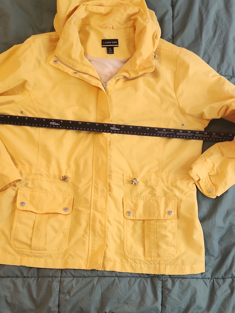 Lands' End Bright Yellow Hooded Utility Jacket # 549